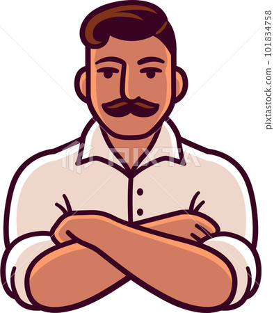 Old fashioned mustached man illustration 101834758