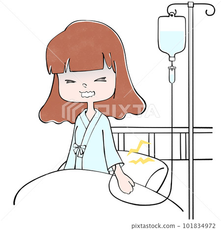 一名婦女在醫院接受靜脈滴注的插圖 101834972