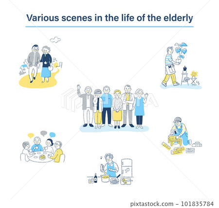 Various life scene sets for the senior generation Various life scene sets for the senior generation 101835784