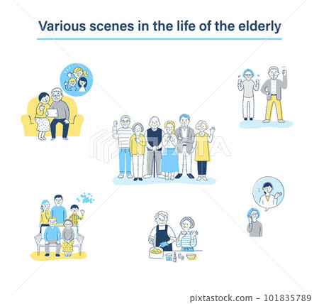 Various life scene sets for the senior generation 101835789
