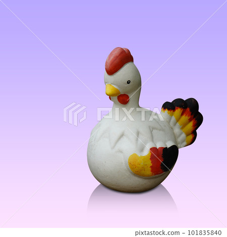 old white and red chicken on gradient purple and pink background, animal, object, decoration, vintage, gift, copy space old white and red chicken on gradient purple and pink background, animal, object, decoration, vintage, gift, copy space 101835840