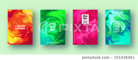 Colorful abstract geometric background. Liquid dynamic gradient waves. Fluid marble texture. Modern covers set. Vector illustration 101836061