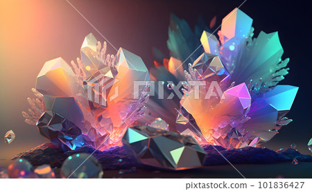 Magical iridescent crystals natural background 101836427