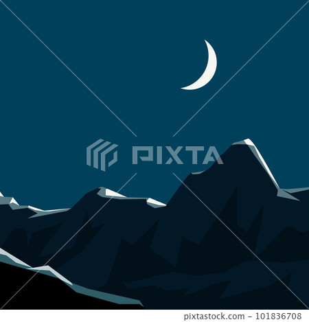 a snow mountains landscape with bright moon 101836708