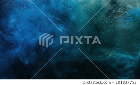 Color mist. Ink water. Haze texture. Fantasy night sky. Blue green shiny glitter steam cloud blend on dark black abstract art background. Color mist. Ink water. Haze texture. Fantasy night sky. Blue green shiny glitter steam cloud blend on dark black abstract art background. 101837752