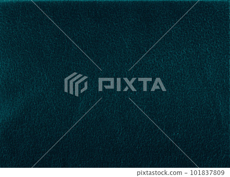 Embossed texture. Distressed overlay. Leather structure. Teal blue color grain particles on dark uneven grunge abstract illustration copy space background. 101837809