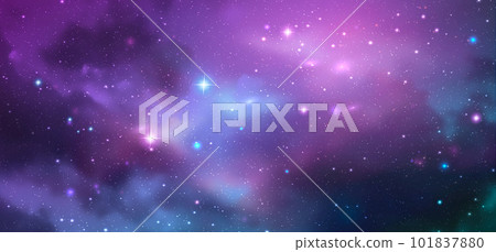 Vector space galaxy realistic illustration. Colorful nebula background Vector space galaxy realistic illustration. Colorful nebula background 101837880