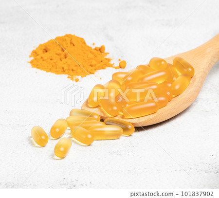 capsule, oil, turmeric 101837902