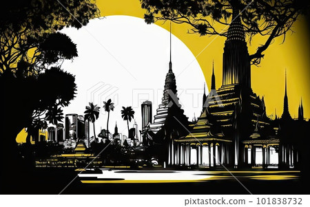 Bangkok Travel Illustration, Thailand Tourism Concept, Skylines, Landmarks, Bangkok Graphic Art Bangkok Travel Illustration, Thailand Tourism Concept, Skylines, Landmarks, Bangkok Graphic Art 101838732