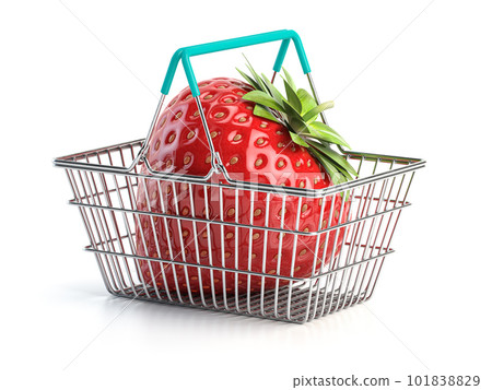 Strawberry in a shopping basket. Buying grocery and fruit,  sex shop concept. 101838829