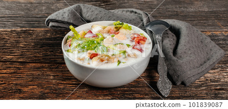 soup, egg, salad 101839087
