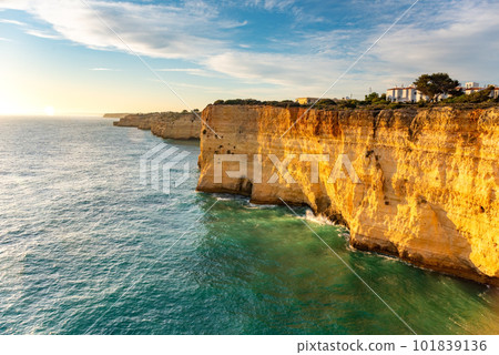 Natural caves and sea beach, Algarve Portugal 101839136