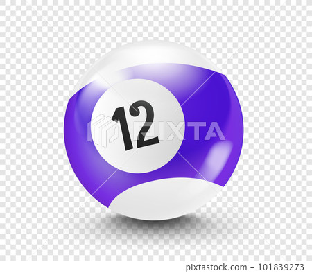 Violet billiard ball with number 12. 3d vector isolated on transparent background 101839273