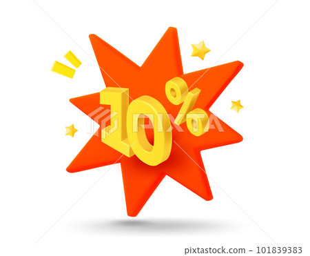 10 percent sale. Shining gold digits with flash effect. Season Discount concept. 3d vector banner 10 percent sale. Shining gold digits with flash effect. Season Discount concept. 3d vector banner 101839383