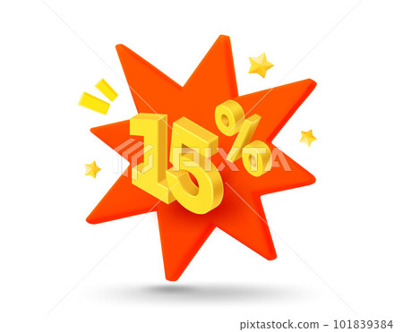 15 percent sale. Shining gold digits with flash effect. Season Discount concept. 3d vector banner 15 percent sale. Shining gold digits with flash effect. Season Discount concept. 3d vector banner 101839384