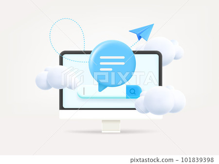 Searching media using internet. 3d vector illustration 101839398