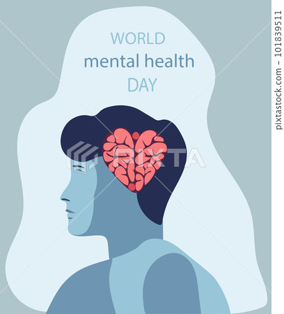 World Mental Health Day, a day dedicated to raising awareness about mental health issues. Mental illnesses can impact a persons emotions, thoughts, behavior, and social interactions. Vector 101839511