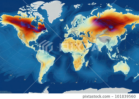 World map with weather forecast application. Generative AI 101839560