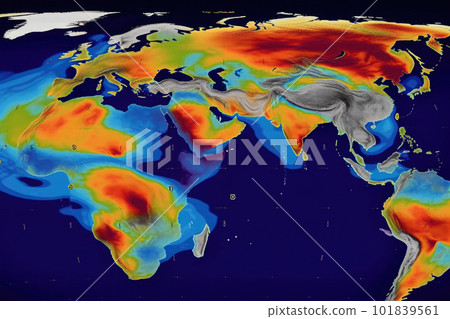 World map with weather forecast application. Generative AI World map with weather forecast application. Generative AI 101839561
