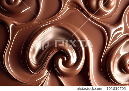 Melted Chocolate Texture, Cocoa Cream Waves, Silky Flowing Sauce Mockup, Abstract Generative AI Illustration Melted Chocolate Texture, Cocoa Cream Waves, Silky Flowing Sauce Mockup, Abstract Generative AI Illustration 101839703