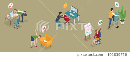 3D Isometric Flat Vector Conceptual Illustration of Exercise At Work 101839756