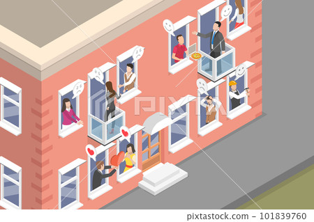 3D Isometric Flat Vector Conceptual Illustration of Neighbors 101839760