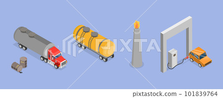 3D Isometric Flat Vector Set of Gas and Gas Industry Elements 101839764