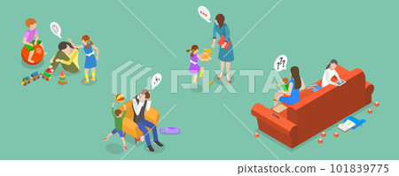 3D Isometric Flat Vector Conceptual Illustration of ADHD Problem 101839775