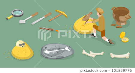 3D Isometric Flat Vector Conceptual Illustration of Archeology Equipment 101839776