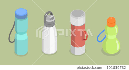 3D Isometric Flat Vector Set of Thermoses 3D Isometric Flat Vector Set of Thermoses 101839782