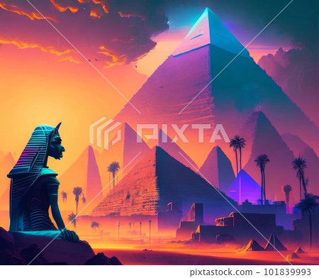 Illustration of fantastic symbols of ancient Egypt Illustration of fantastic symbols of ancient Egypt 101839993