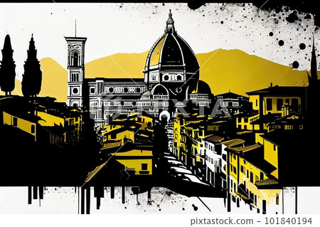 Florence Travel Illustration, Italy Tourism Concept, Western Europe Drawing Imitation, AI Generative Content Florence Travel Illustration, Italy Tourism Concept, Western Europe Drawing Imitation, AI Generative Content 101840194