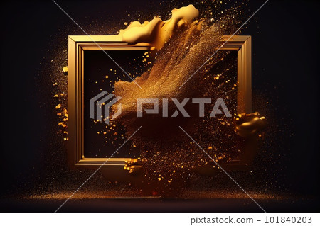 Gold Powder Explosion with Frame, Golden Dust Splash Border, Glitter Blast, Abstract Generative AI Illustration Gold Powder Explosion with Frame, Golden Dust Splash Border, Glitter Blast, Abstract Generative AI Illustration 101840203
