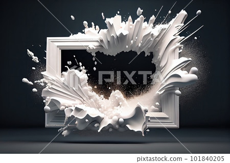 White Paint Explosion Frame, Snow Burst Border, Powder Spray Blast Background, Abstract Generative AI Illustration White Paint Explosion Frame, Snow Burst Border, Powder Spray Blast Background, Abstract Generative AI Illustration 101840205