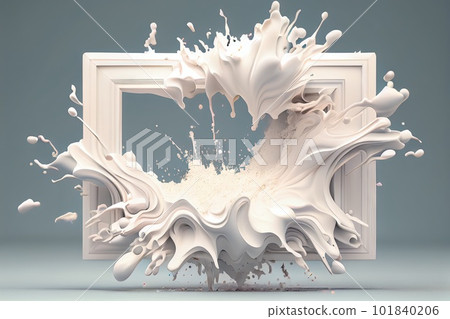 White Paint Explosion Frame, Snow Burst Border, Powder Spray Blast Background, Abstract Generative AI Illustration White Paint Explosion Frame, Snow Burst Border, Powder Spray Blast Background, Abstract Generative AI Illustration 101840206