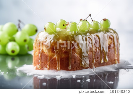 Gooseberry Cake, Homemade Cake with Gooseberries and Grapes, Abstract Generative AI Illustration Gooseberry Cake, Homemade Cake with Gooseberries and Grapes, Abstract Generative AI Illustration 101840240