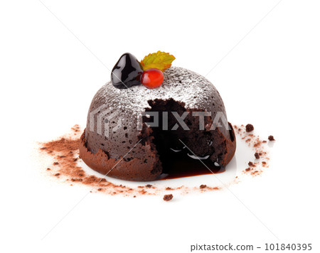Lava Cake, Molten Chocolate Fondant, Warm Chocolate Dessert, Lava Cake, Abstract Generative AI Illustration 101840395