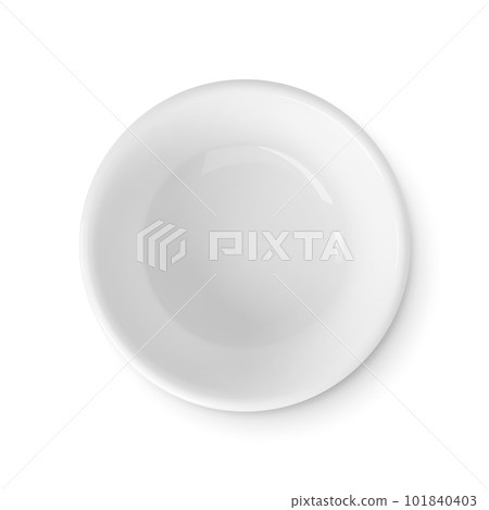 White bowl top view isolated realistic object. Plate clean, empty porcelain dish. Kitchen 3d graphic for cafe, restaurant, pithy vector element White bowl top view isolated realistic object. Plate clean, empty porcelain dish. Kitchen 3d graphic for cafe, restaurant, pithy vector element 101840403