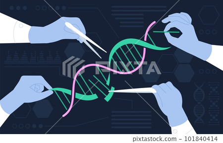 Genetic engineering concept, baby genetics edit. Human dna crispr editing, biotechnology gene analysis. Scientist experiment, decent vector scene 101840414