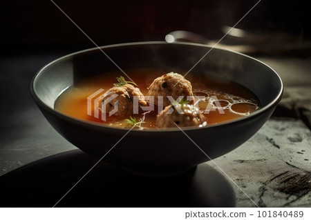 Meatball Soup, Mexican Albondigas, Spicy Food with Meat Balls, Meatball Soup, Abstract Generative Ai Illustration 101840489