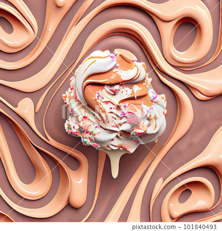 Melted Ice Cream Texture, Smooth Icecream Background, Silky Flowing Yogurt Mockup, Abstract Generative AI Illustration Melted Ice Cream Texture, Smooth Icecream Background, Silky Flowing Yogurt Mockup, Abstract Generative AI Illustration 101840493