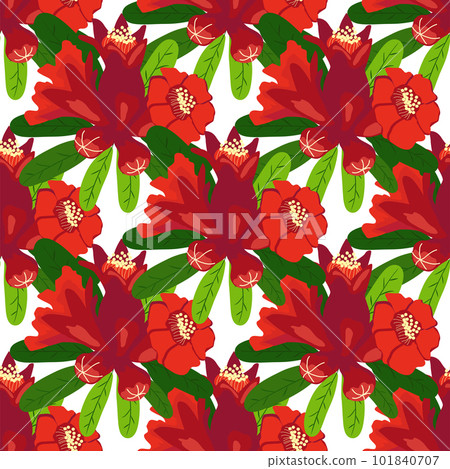 Pomegranate flowers Seamless pattern. Bright leaves and flowers. Shana Tova seamless pattern. Jewish New Year Pomegranate flowers Seamless pattern. Bright leaves and flowers. Shana Tova seamless pattern. Jewish New Year 101840707