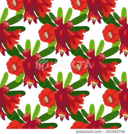 Pomegranate flowers Seamless pattern. Bright leaves and flowers. Shana Tova seamless pattern. Jewish New Year Pomegranate flowers Seamless pattern. Bright leaves and flowers. Shana Tova seamless pattern. Jewish New Year 101840708