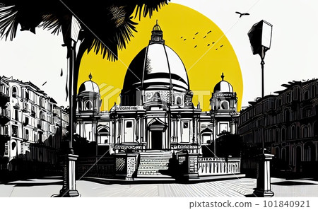 Palermo Travel Illustration, Italy Tourism Concept, Western Europe Drawing Imitation, AI Generative Content 101840921