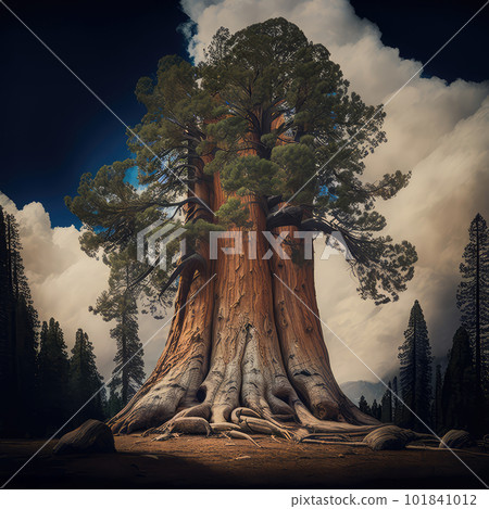 Sequoia Tree, Giant Pine, Redwood Park with Sequoia Tree Drawing Imitation, Generative AI Illustration Sequoia Tree, Giant Pine, Redwood Park with Sequoia Tree Drawing Imitation, Generative AI Illustration 101841012