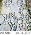 cobblestone road with moss 101841067