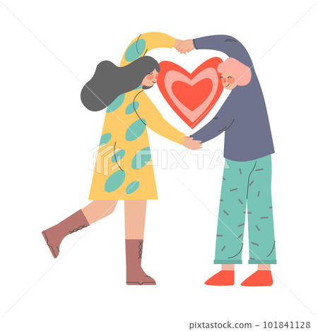 Young Enamoured Man and Woman with Love Heart Feeling Passion Vector Illustration Young Enamoured Man and Woman with Love Heart Feeling Passion Vector Illustration 101841128