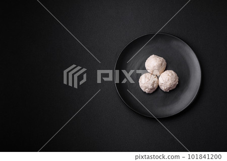 Delicious healthy steamed chicken cutlets or minced meatballs Delicious healthy steamed chicken cutlets or minced meatballs 101841200