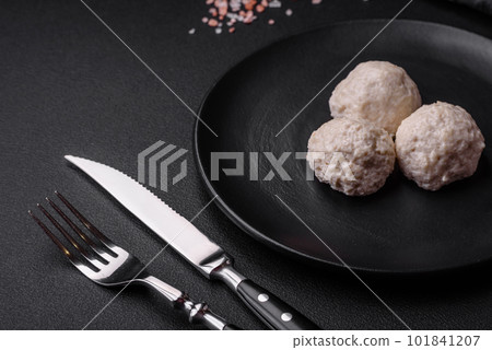 Delicious healthy steamed chicken cutlets or minced meatballs Delicious healthy steamed chicken cutlets or minced meatballs 101841207
