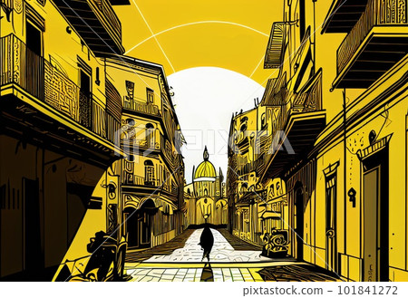 Valencia Travel Illustration, Spain Tourism Concept, Western Europe Drawing Imitation, AI Generative Content 101841272